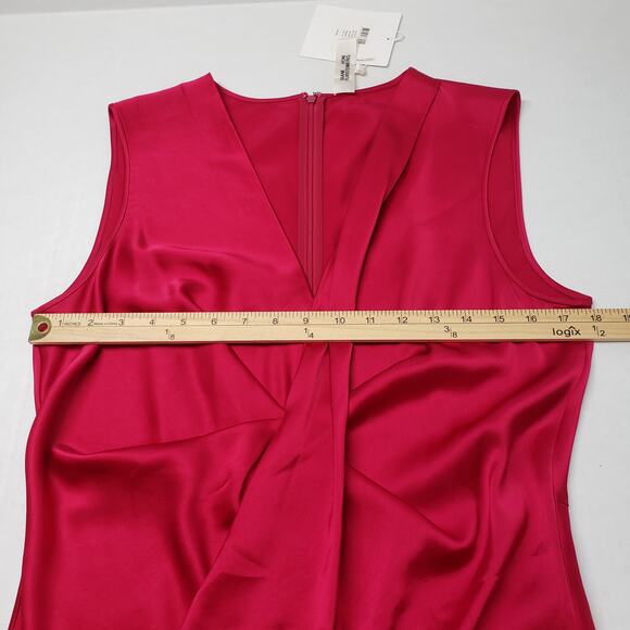 Diane Von Furstenberg Slip Dress Womens 12 Magenta Satin Katrita Sleeveless Wrap - Picture 7 of 16